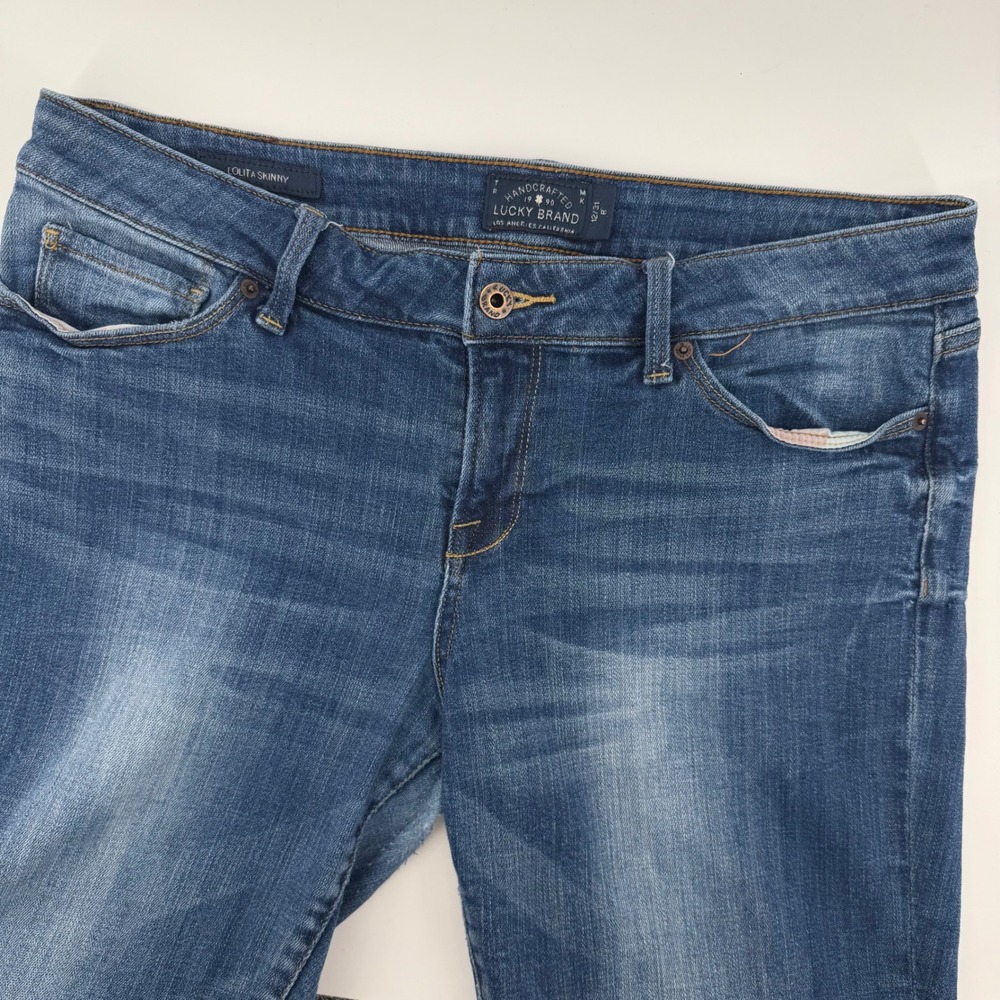 Lucky Brand Lolita Skinny Jeans Women Blue Wash Stretch Denim Casual Size 12/31R